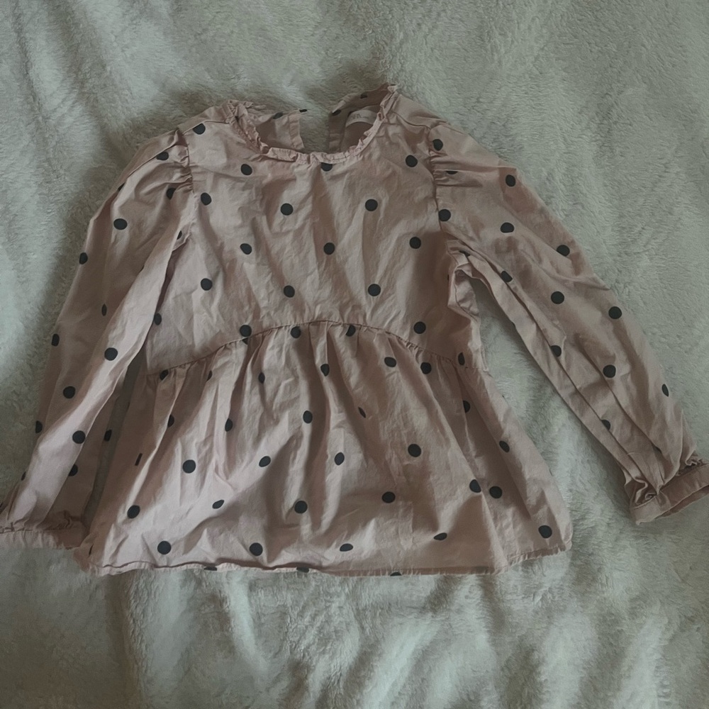 Zara Pink and Black Polka Dot Kids Blouse